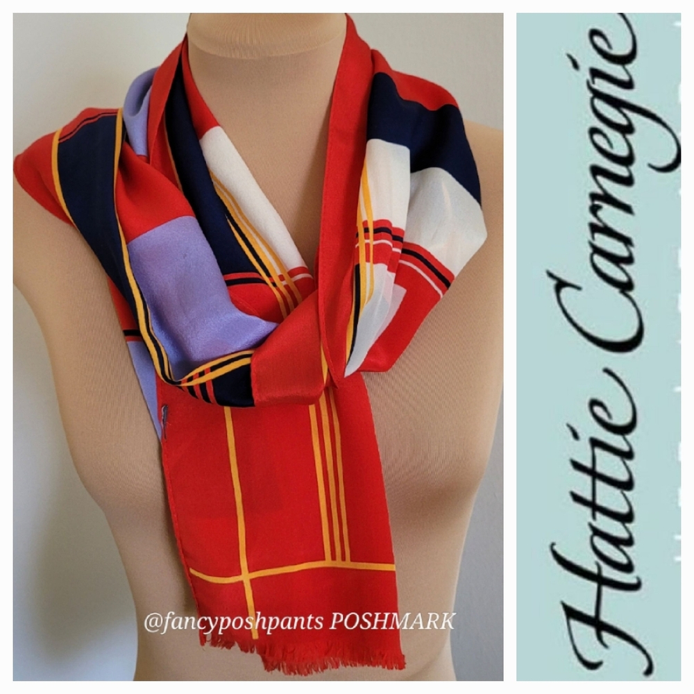 HATTIE CARNEGIE luxury silk vintage scarf wrap ultimate vintage New York lux